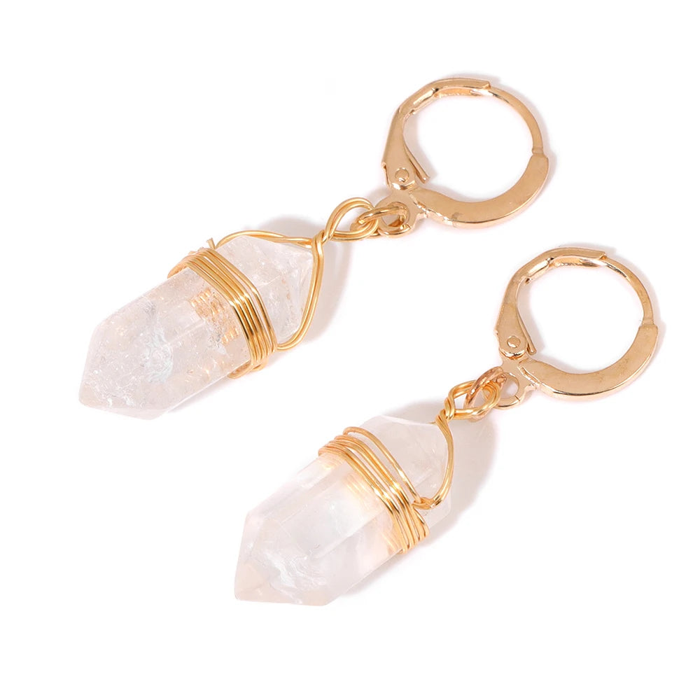 Natural Irregular Raw Stone Earrings Amethysts Apatite Lapis Quartz Stones Earring for Women Luxury Quality Jewelry Girls Gift