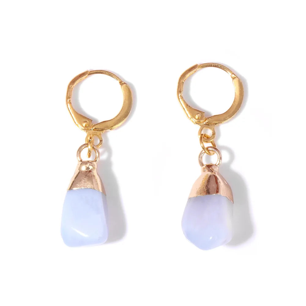 Natural Irregular Raw Stone Earrings Amethysts Apatite Lapis Quartz Stones Earring for Women Luxury Quality Jewelry Girls Gift