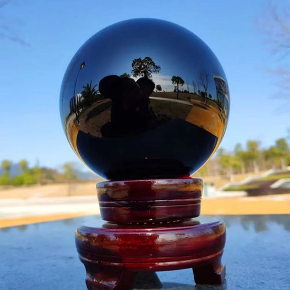 Black Obsidian Sphere Healing Crystal Magic Ball Reiki Rock Stone Feng Shui Witchcraft Gemstone Sphere Room Decor Gift No Base