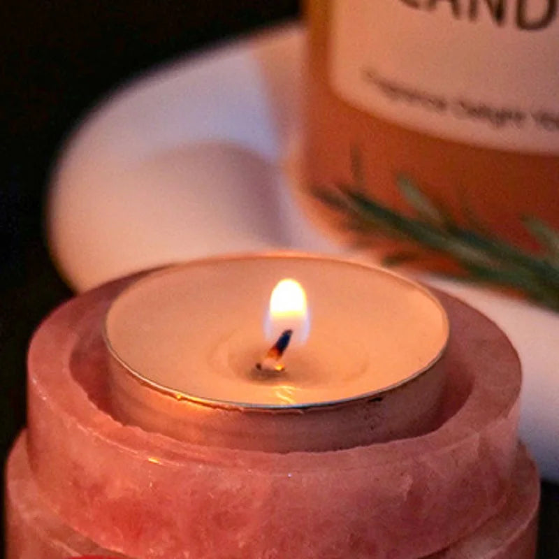 Natural Crystal Candle Holder Pink Quartz Candle Stick Aromatherapy Candles Altar Props Energy Witchcraft supplies On Board