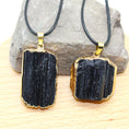 Load image into Gallery viewer, 1 Piece Natural Black Tourmaline Necklace Pendant Mineral Specimen Crystal Gem Phnom Penh Raw Stone Craft Pendant Men's Jewelry
