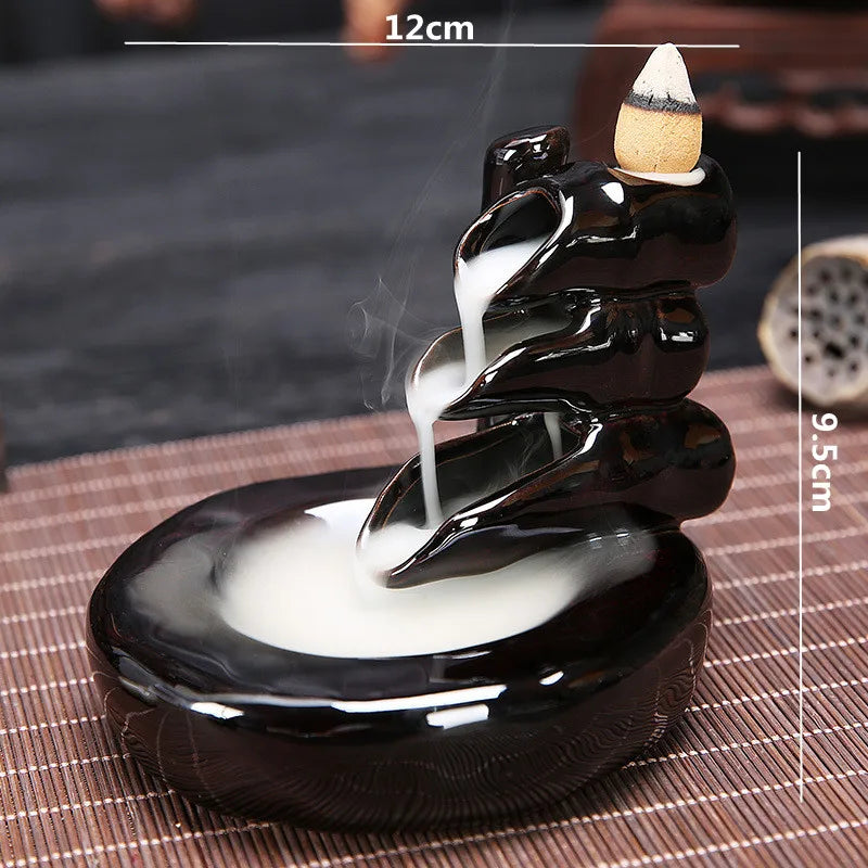 Waterfall Incense Burner Ceramic Incense Holder Handmade Creative Ceramic Backflow Incense Burner Decor In Home Teahouse FU