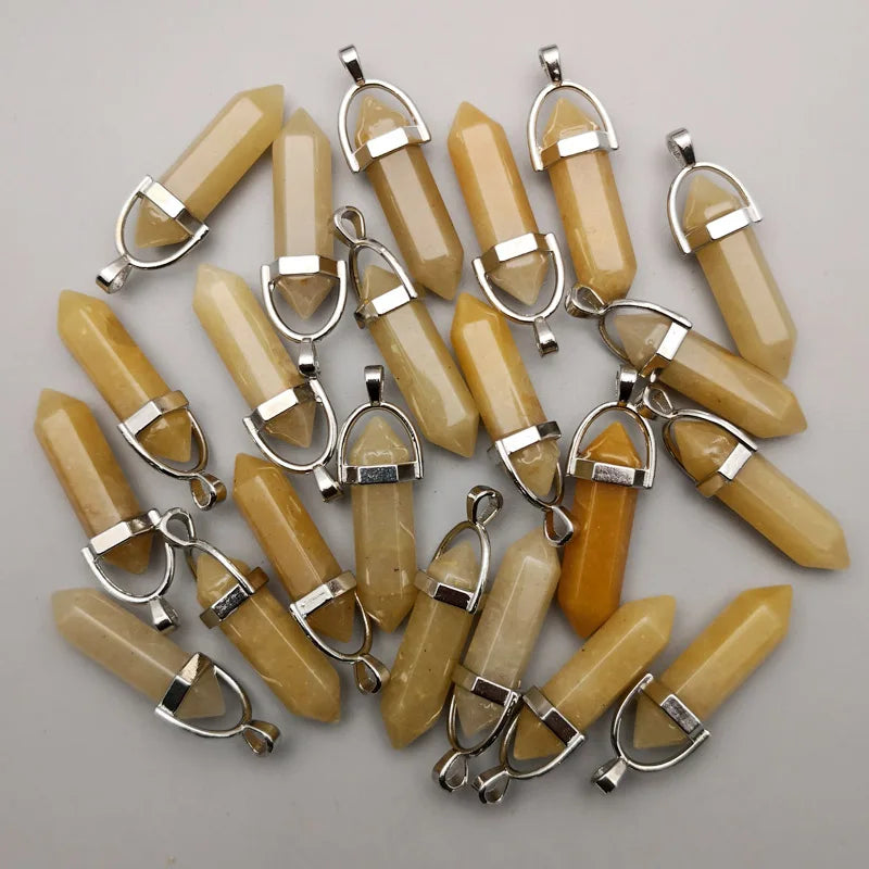 Fashion Good quality Amethyst opal rose quartz natural gem stone pendulum pendant Jewelry making charm diy gift accessories 24pc