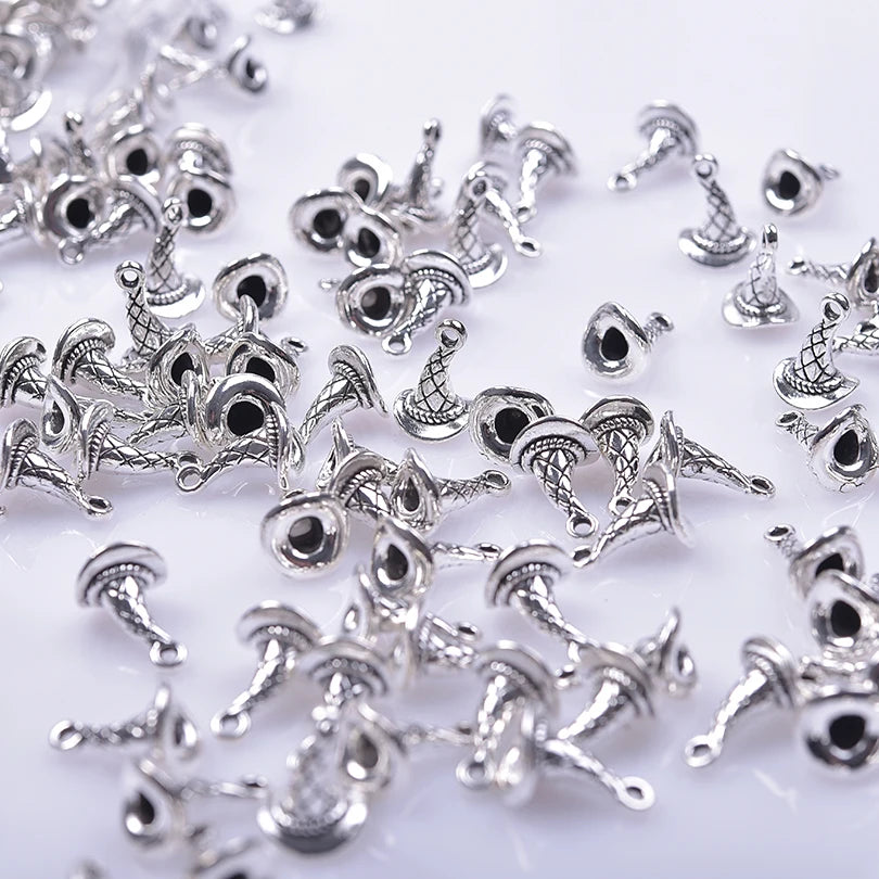 20pcs/Lot Wicca Accessories DIY Witch Hat Charms For Jewelry Making Supplies Metal Alloy Vintage Pendant Handmade Findings Bulk