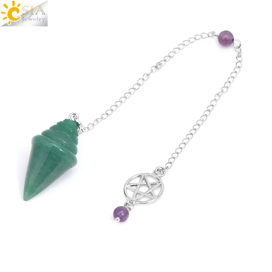 Crystal Stupa Pendulum for Dowsing Divination Witchcraft Reiki Natural Stone Fluorite Amethysts Pendant Spiritual Pendulos H478