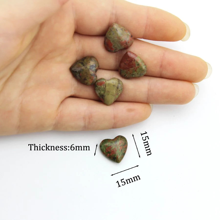 15mm Chakra Natural Stone Gems Heart Crystal Quartz Reiki Rock Energy Healing Room Home Decor Decoration Maison Jewelry Making