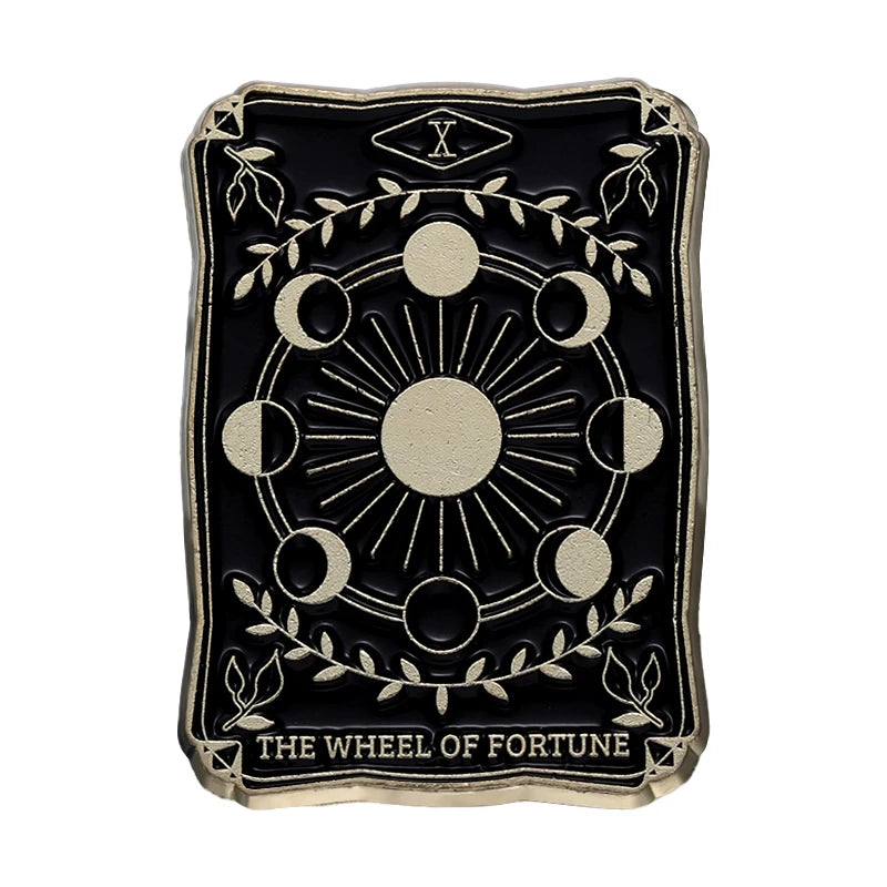 Black Tarot Enamel Pins Custom Sun Moon Stars Dark Witch Brooches Lapel Badges Punk Gothic Jewelry Gift for Friends