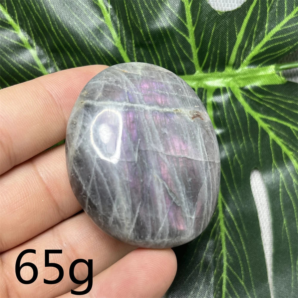 Natural Gemstone Purple Labradorite Palm  Double-sided Glitter Home Decor Holiday Gift Witchcraft Altar Crystal Stone Healing
