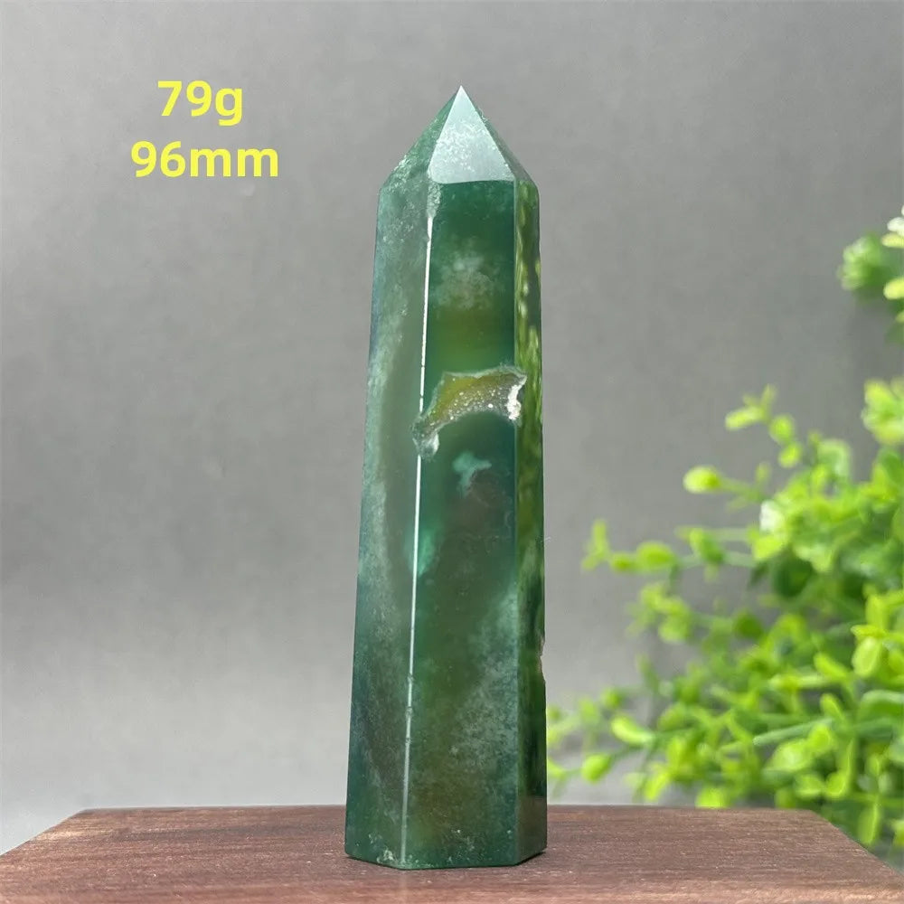Natural Green Cherry Blossom Agate Crystal Energy Wand, Healing Reiki, spiritual, Feng Shui, prayer Witchcraft, Home Decoration