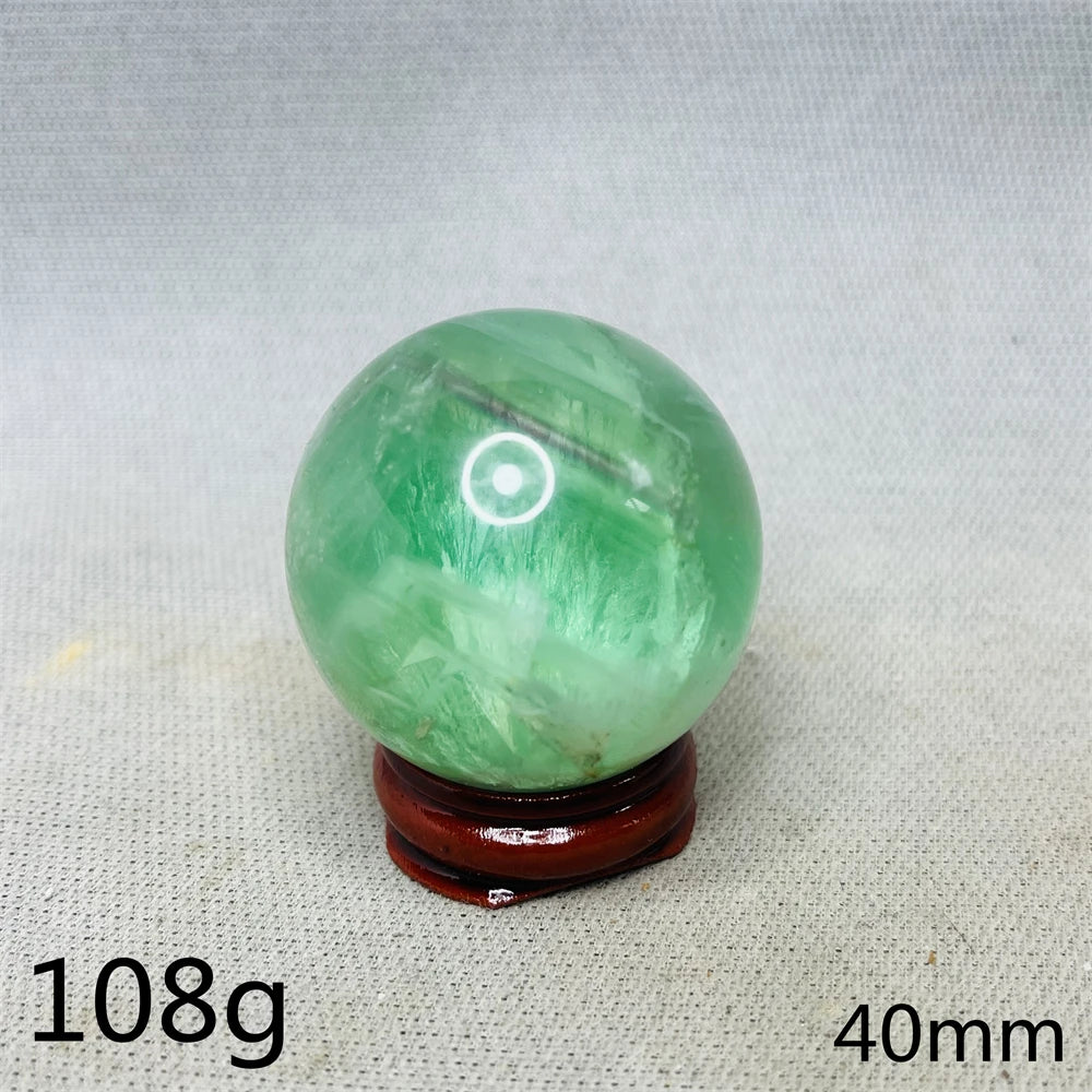 Natural Gem Ball Green Fluorite Rainbow Crystal Home Room Feng Shui Decoration Witchcraft Altar Supplie Energy Spiritual Healing