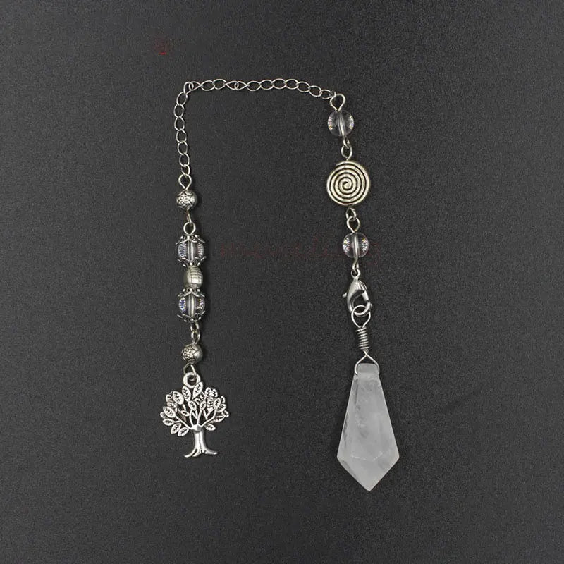 Natural Stone Green Aventurine Dowsing Pendulum Scrying Divination Healing Hexagonal Pointed Tree of Life Crystal Pendulums X058