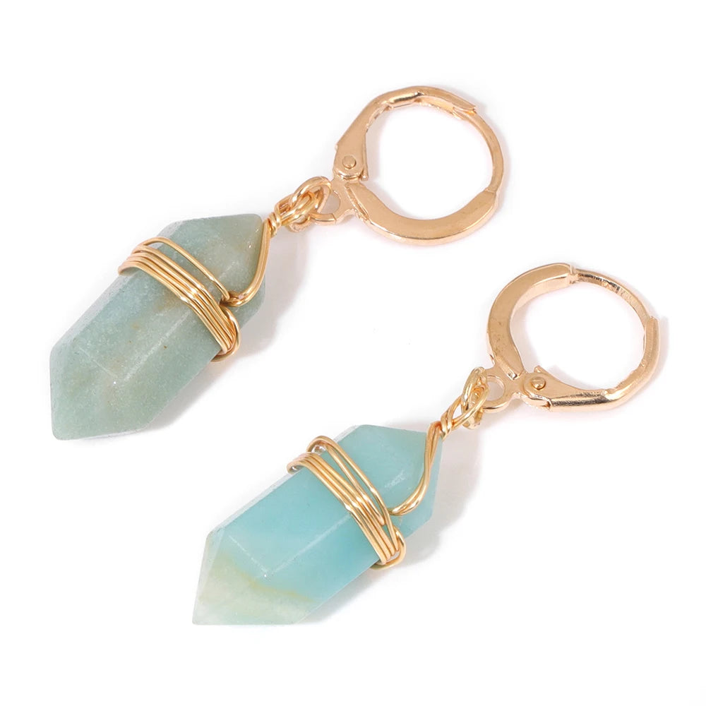 Natural Irregular Raw Stone Earrings Amethysts Apatite Lapis Quartz Stones Earring for Women Luxury Quality Jewelry Girls Gift