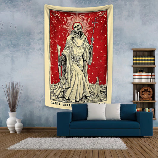 Psychedelic Tarot Skeleton Tapestry Witchcraft Printed Wall Hanging Bedroom Dormitory Background Cloth Sofa Blanket