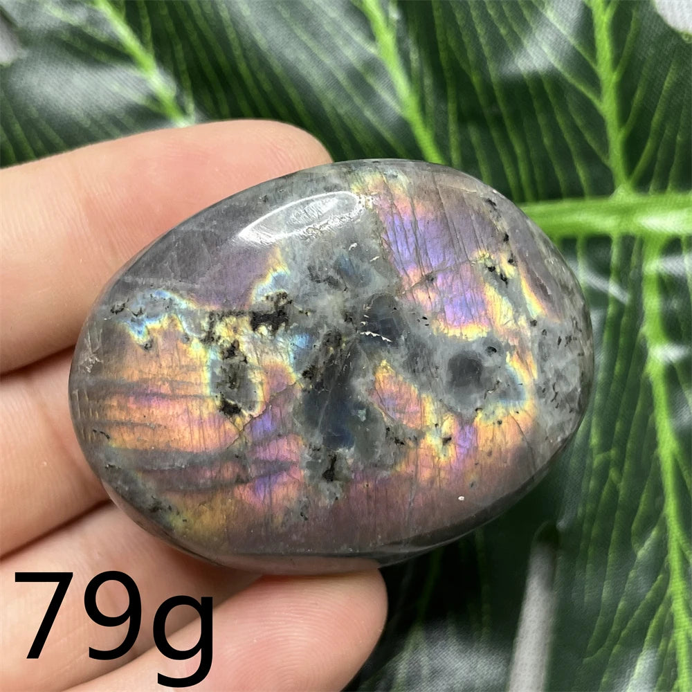 Natural Gemstone Purple Labradorite Palm  Double-sided Glitter Home Decor Holiday Gift Witchcraft Altar Crystal Stone Healing