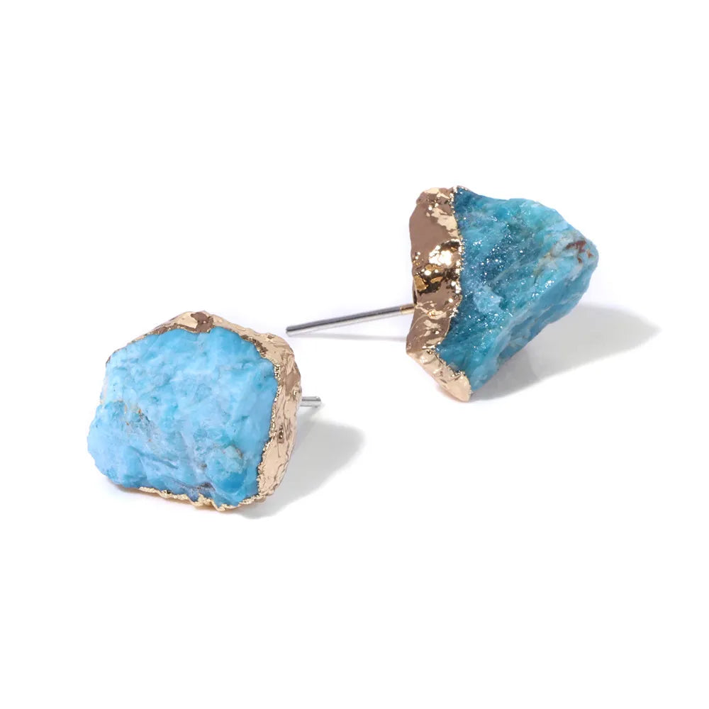 Natural Irregular Raw Stone Earrings Amethysts Apatite Lapis Quartz Stones Earring for Women Luxury Quality Jewelry Girls Gift