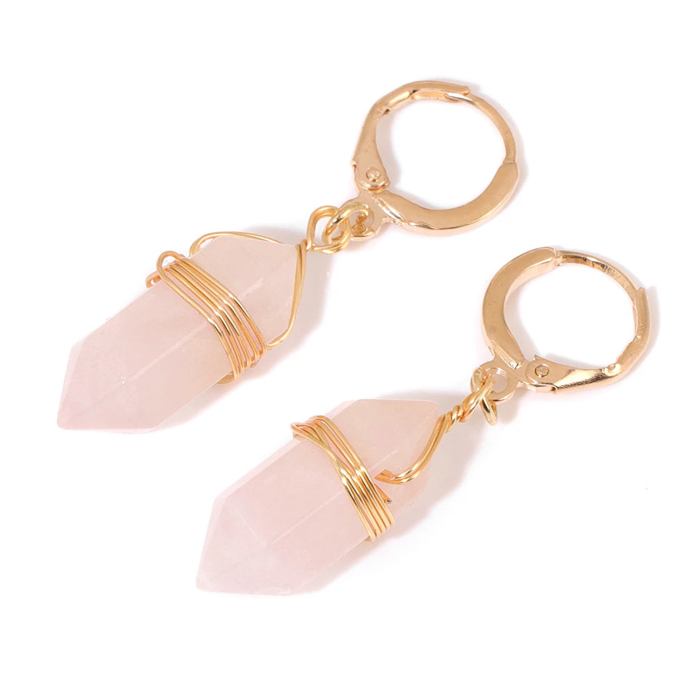 Natural Irregular Raw Stone Earrings Amethysts Apatite Lapis Quartz Stones Earring for Women Luxury Quality Jewelry Girls Gift
