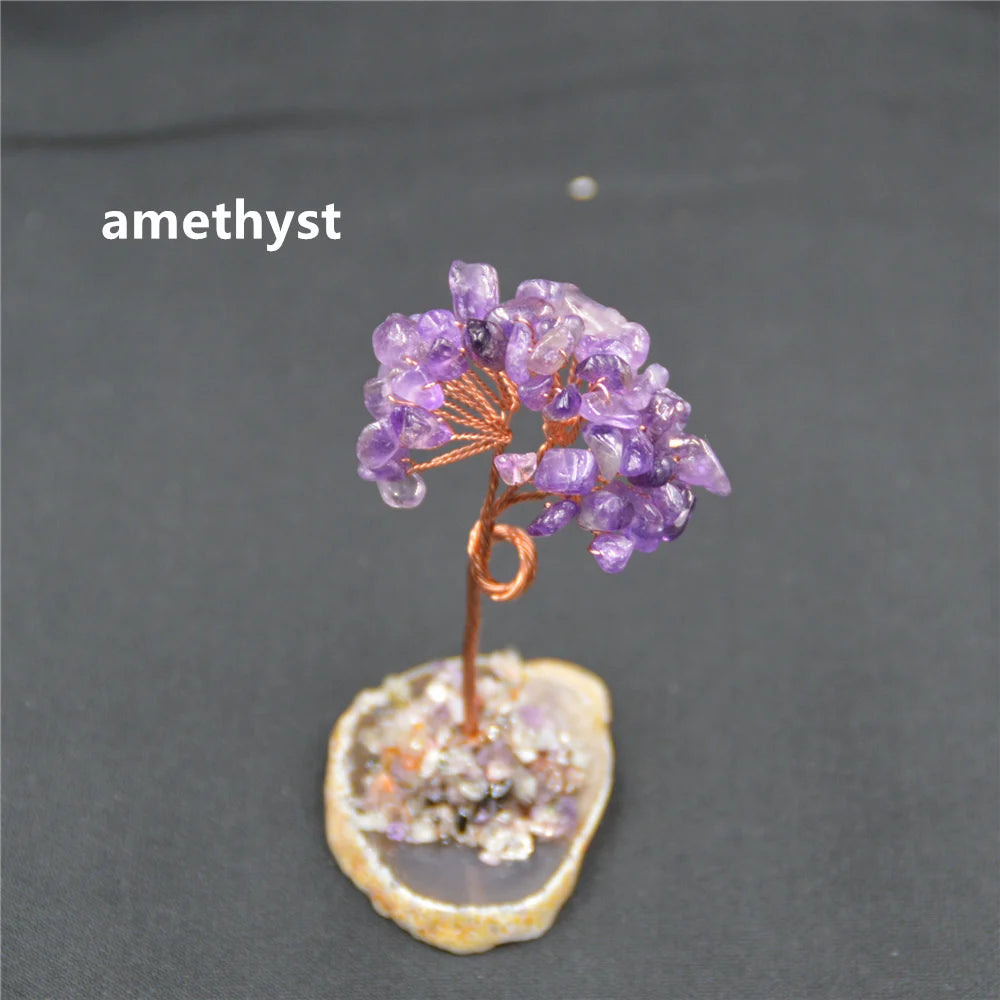 Natural Crystal Stone Tree Citrine Quartz Gem Agate Slice Chakra Base Colourful Reiki Healing Rock Mineral Room Home Decor Gift