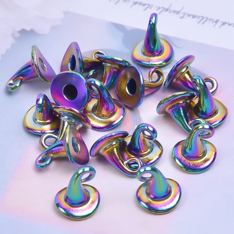 20pcs/Lot Wicca Accessories DIY Witch Hat Charms For Jewelry Making Supplies Metal Alloy Vintage Pendant Handmade Findings Bulk