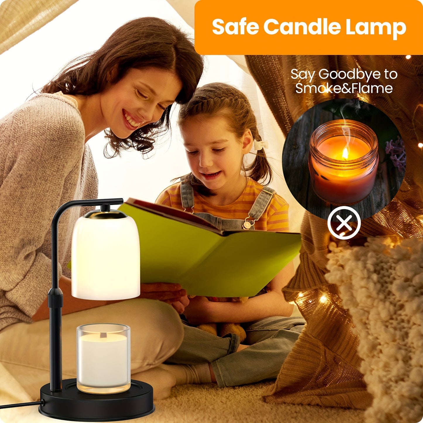 [Home Relaxation] Elegant Flameless Candle Warmer Lamp with Adjustable Brightness - White Electric Aromatherapy Wax Melter, Safe for Bedroom & Desk Use, Includes Timer & Dual Light Bulbs, Fits Candles up to 8" - Ideal Gift