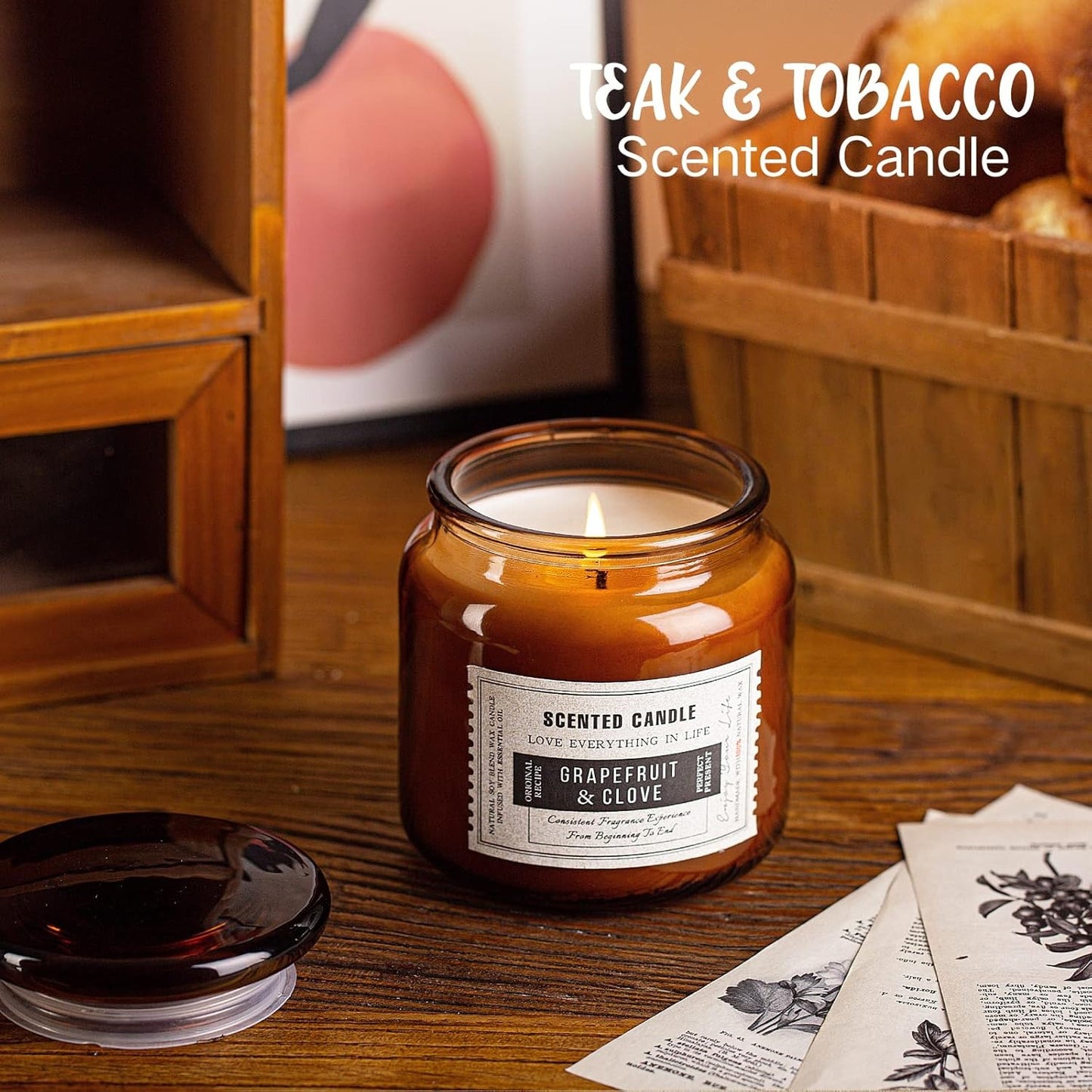 Candles for Home Scented, 15.5oz 130H Aromatherapy Candle, 3 Stickers for DIY Anniversary Box Gifts for Boyfriend, Him, Dad, Husband, Funny Birthday Gifts Men/Women, Mens Room Decor