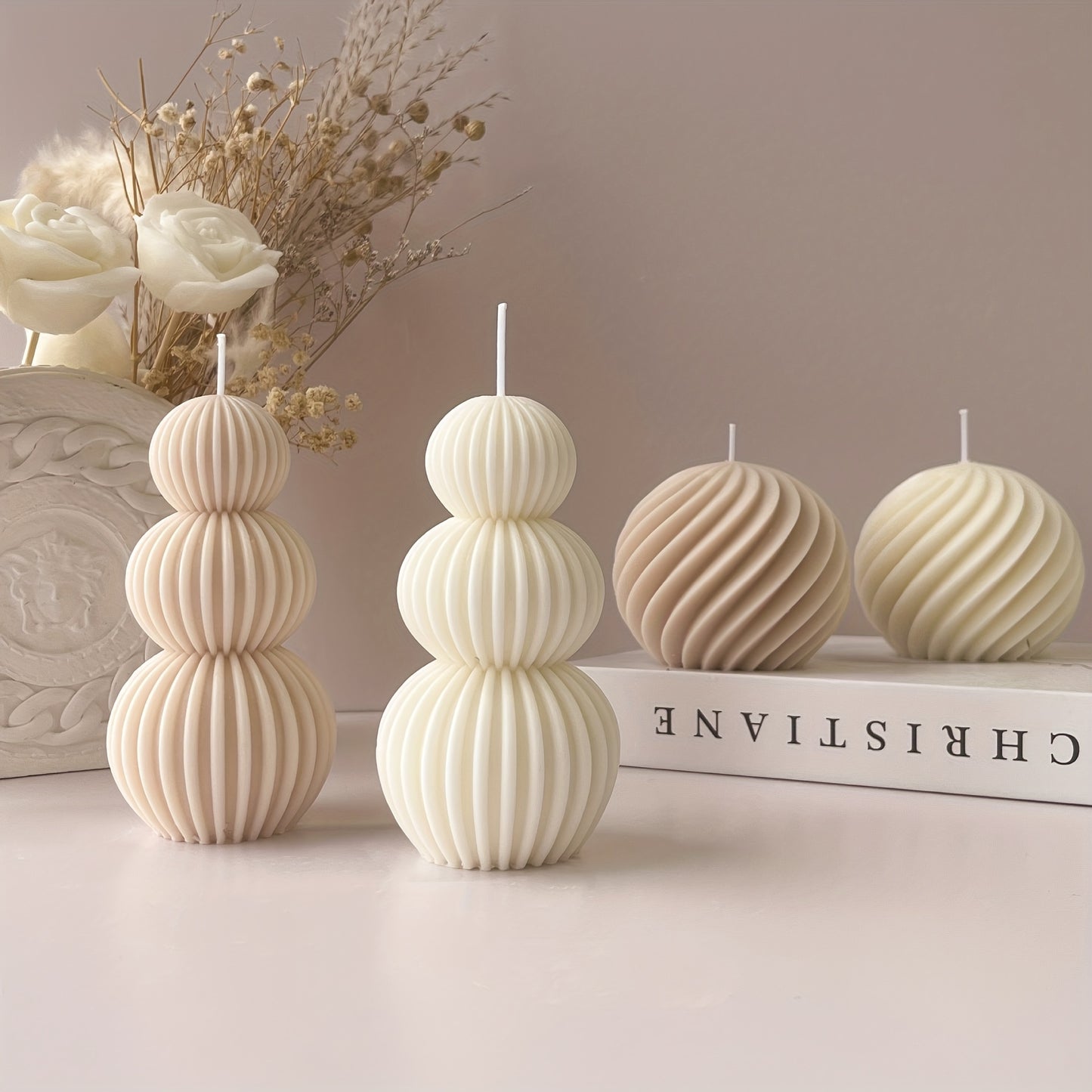 [Single Beeswax Wave Ball Candle] Minimalist Nordic Style Wave Ball Artistic Aromatherapy Candles - Single-Wick Beeswax & Soy Wax Blend, Romantic Geometric Design Candle for Indoor & Outdoor, Spice Scented, Ideal for Valentin