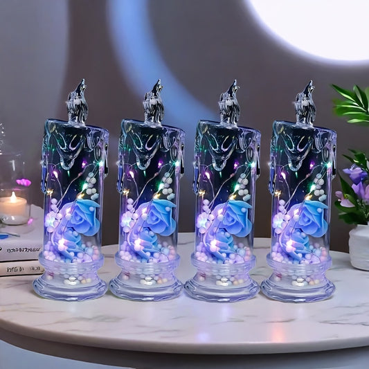 8 Pack Glowing Flameless Candles, Simulated Electronic Candle Lights, Romantic Lighted Candles, Perfect for Family Gatherings, Candlelight Dinners, Weddings, Birthdays, Bedroom Decorations, Halloween And Christmas Gifts, Part