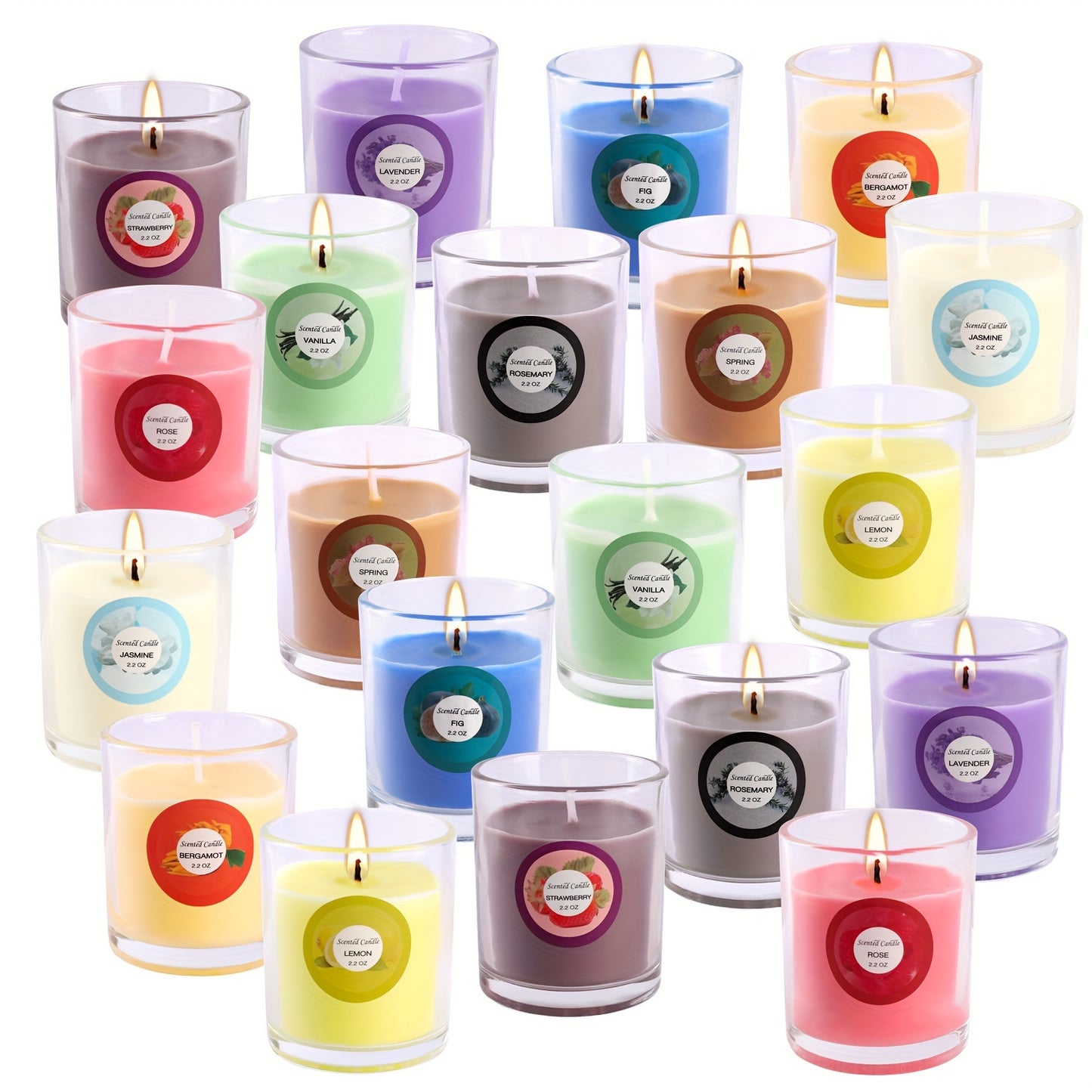 20 Packs of Scented Candles, 10 Scents, Soy Wax Glass Jar Candles, Strongly Scented Candles Gift Set for Ladies Birthday, Mother'S Day, Christmas, Valentine'S Day, Etc., Seasonal Décor Forcandles Seasonal Holiday Decorations