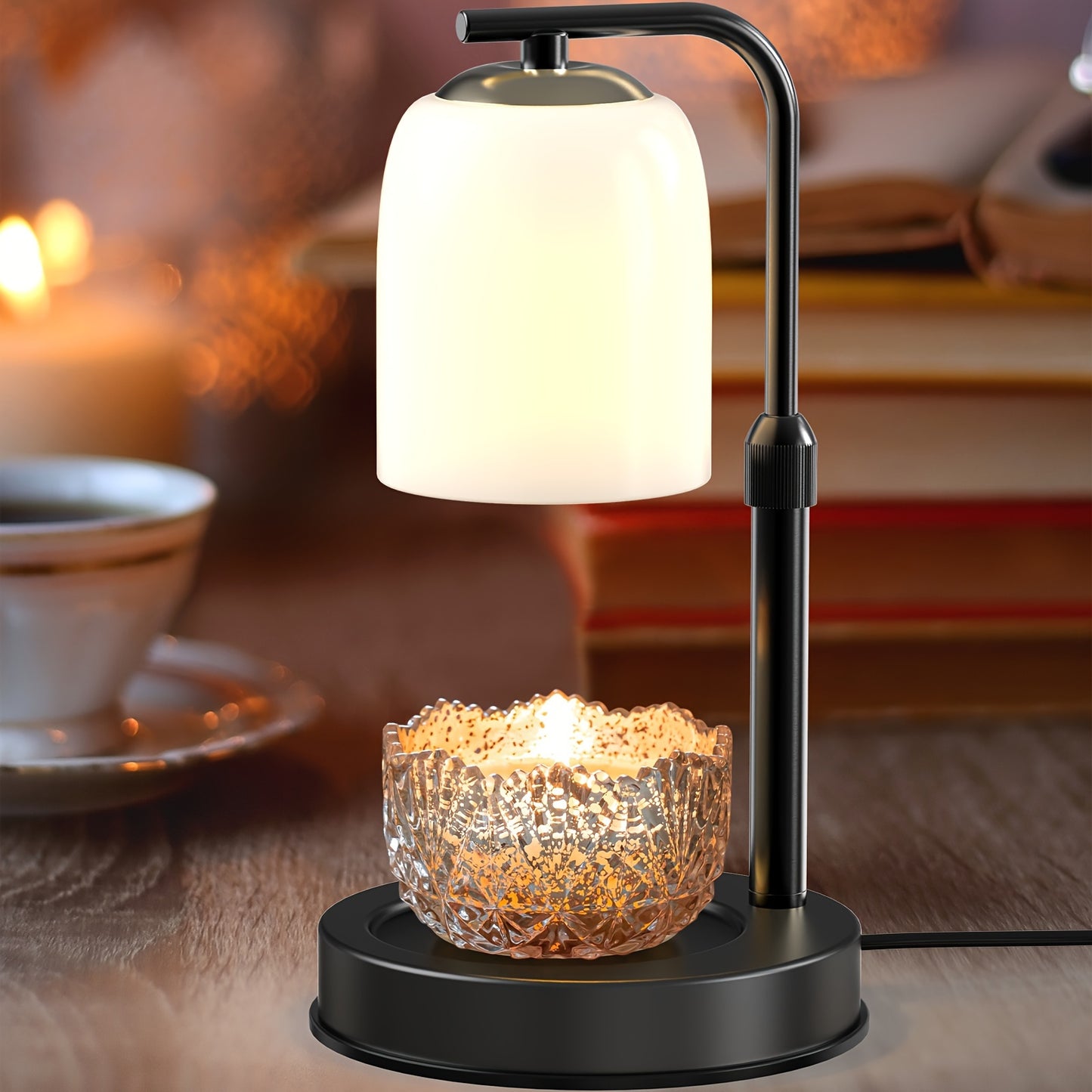 [Home Relaxation] Elegant Flameless Candle Warmer Lamp with Adjustable Brightness - White Electric Aromatherapy Wax Melter, Safe for Bedroom & Desk Use, Includes Timer & Dual Light Bulbs, Fits Candles up to 8" - Ideal Gift