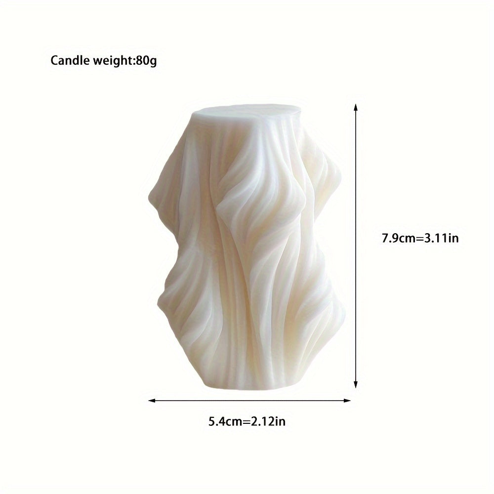 [Holiday Cheer, Aromatherapy Candle] Relaxing Spice Scent Handmade Soy & Beeswax Aromatherapy Candle - Modern Irregular Shape, Indoor/Outdoor Use, Minimalist Elegance, Geometric Wave Design, Scented Candles, Holiday Cheer