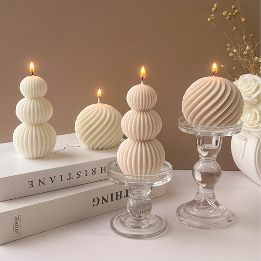 [Single Beeswax Wave Ball Candle] Minimalist Nordic Style Wave Ball Artistic Aromatherapy Candles - Single-Wick Beeswax & Soy Wax Blend, Romantic Geometric Design Candle for Indoor & Outdoor, Spice Scented, Ideal for Valentin