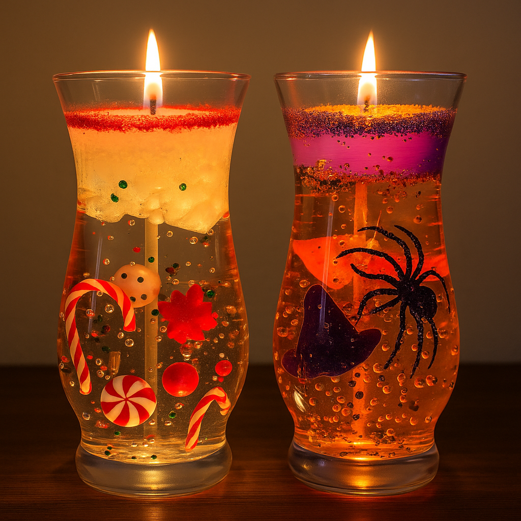 Spooky Halloween Vase / Snowy Christmas Candy Cane Vase Candle